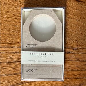 Pottery Barn Beige Paper Hostess Wine Tags Labels Set of 24